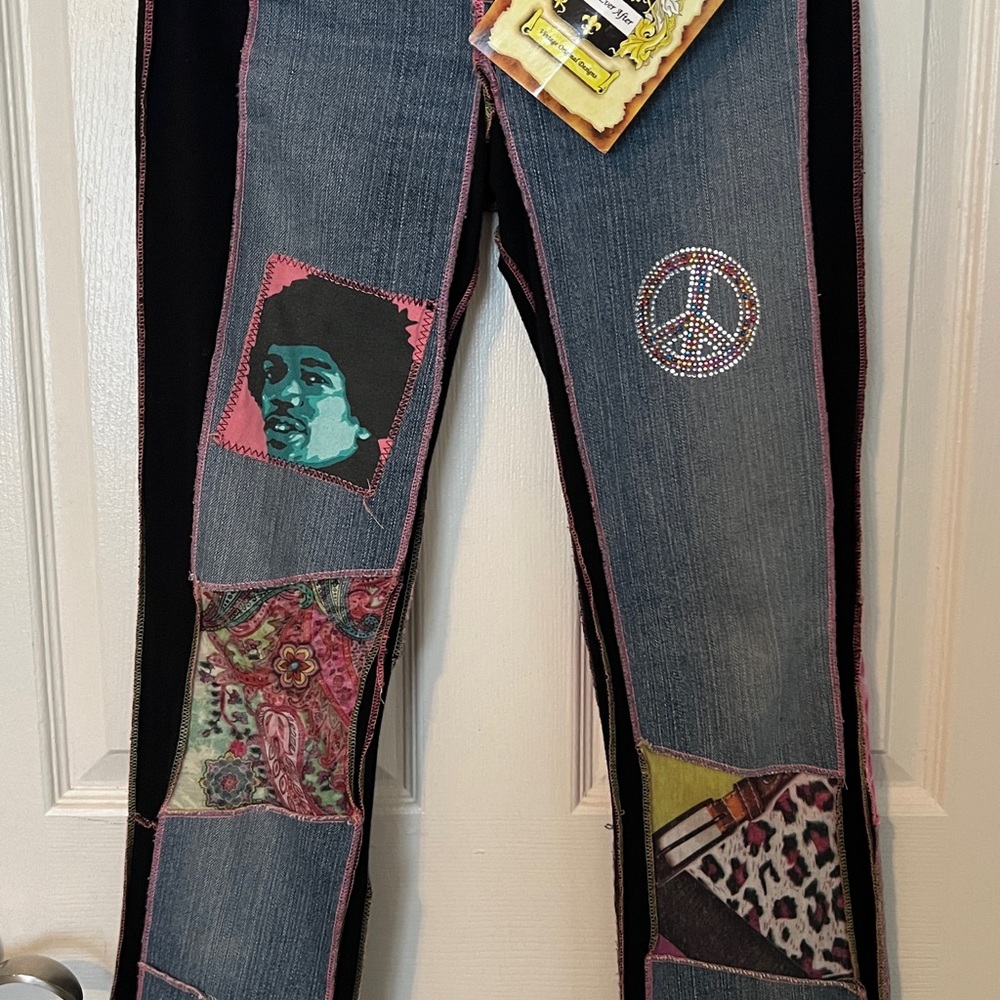 Embellished Patchwork Skinny Jeans - Blue